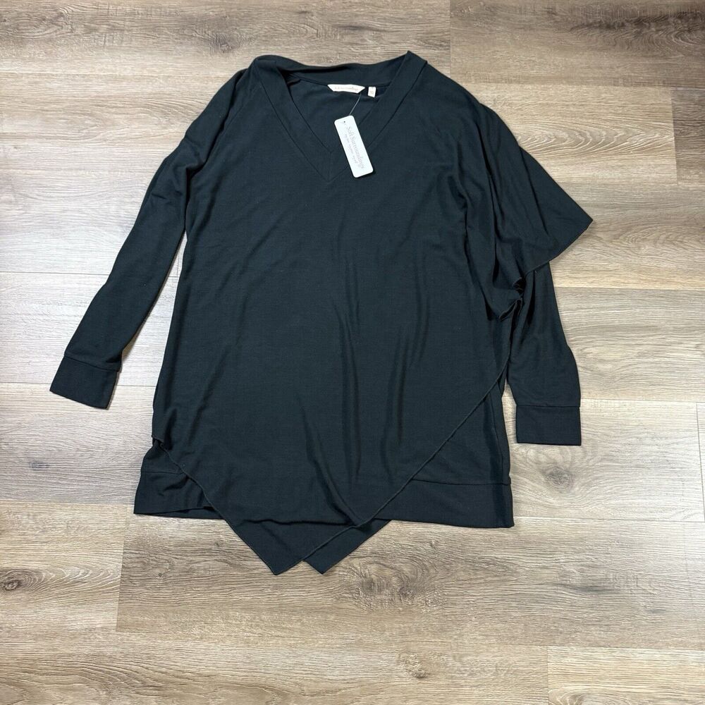 Soft Surroundings Shirt Women M BlackMadeline Tunic Lagenlook Asymmetrical Cape